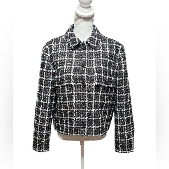 LOFT Shimmer Tweed Shirt Jacket size large NWT - Picture 2 of 8